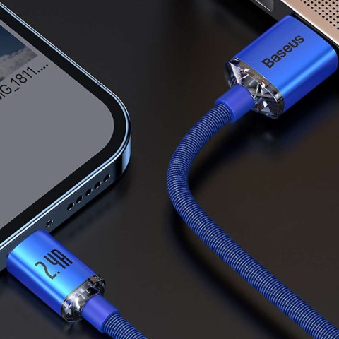 Baseus Kabel 1.2m Baseus Crystal przewód USB do Lightning iPhone 2.4A Niebieski Baseus Kabel 1.2m Baseus Crystal przewód USB do Lightning iPhone 2.4A Niebieski