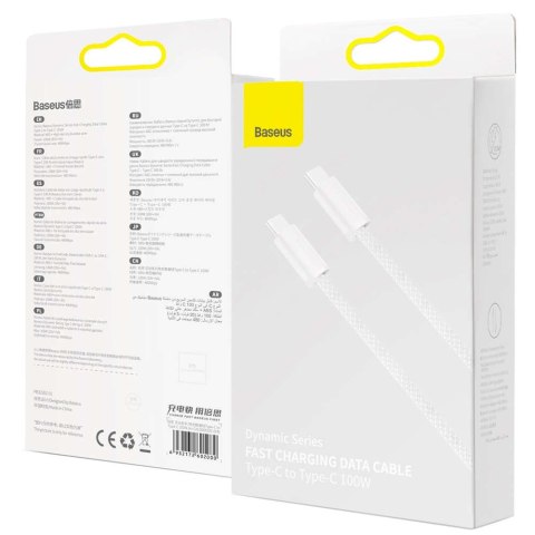 Baseus Kabel 1m Baseus Dynamic USB-C do USB-C 100W 480 Mbps Biały Baseus Kabel 1m Baseus Dynamic USB-C do USB-C 100W 480 Mbps Biały