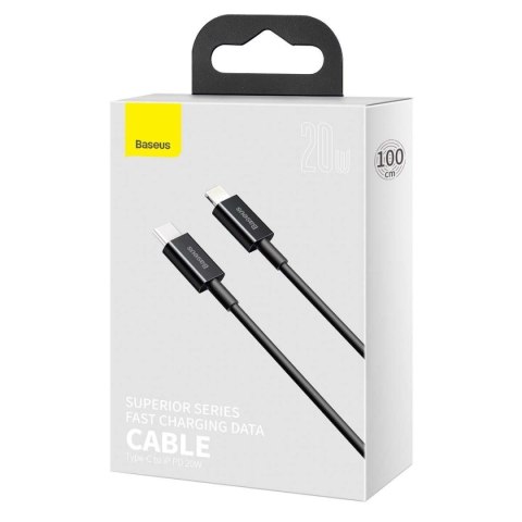 Baseus Kabel USB-C do Lightning Baseus Superior Series, 20W, PD, 1m (czarny) Baseus Kabel USB-C do Lightning Baseus Superior Series, 20W, PD, 1m (czarny)
