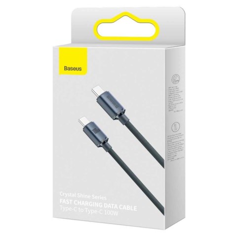 Baseus Kabel do szybkiego ładowania Baseus Crystal Shine USB-C Typ C na USB-C Typ C PD 100W 3A 2m Black Baseus Kabel do szybkiego ładowania Baseus Crystal Shine USB-C Typ C na USB-C Typ C PD 100W 3A 2m Black
