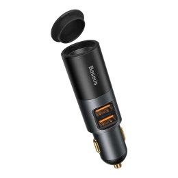 Baseus Ładowarka samochodowa Baseus Share Together Fast z gniazdem zapalniczki, 2x USB, 120W (szara)
