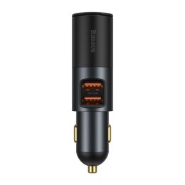 Baseus Ładowarka samochodowa Baseus Share Together Fast z gniazdem zapalniczki, 2x USB, 120W (szara)