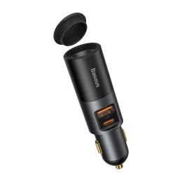 Baseus Ładowarka samochodowa Baseus Share Together Fast z gniazdem zapalniczki, USB + USB-C, 120W (szara)