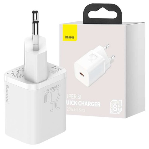 Baseus Ładowarka sieciowa zasilacz Baseus Super Si USB-C Type C PD 25W Biała Baseus Ładowarka sieciowa zasilacz Baseus Super Si USB-C Type C PD 25W Biała