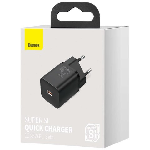 Baseus Ładowarka sieciowa zasilacz Baseus Super Si USB-C Type C PD 25W Czarna Baseus Ładowarka sieciowa zasilacz Baseus Super Si USB-C Type C PD 25W Czarna