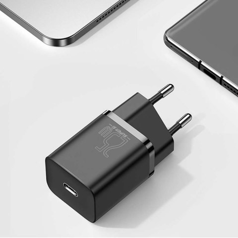 Baseus Ładowarka sieciowa zasilacz Baseus Super Si USB-C Type C PD 25W Czarna Baseus Ładowarka sieciowa zasilacz Baseus Super Si USB-C Type C PD 25W Czarna