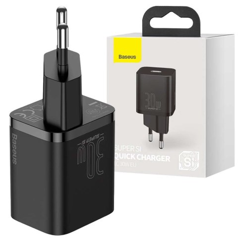 Baseus Ładowarka sieciowa zasilacz Baseus Super Si USB-C Type C PD Power Delivery 30W Czarna Baseus Ładowarka sieciowa zasilacz Baseus Super Si USB-C Type C PD Power Delivery 30W Czarna