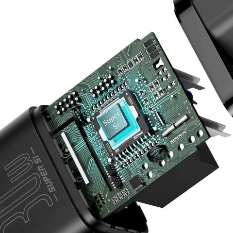 Baseus Ładowarka sieciowa zasilacz Baseus Super Si USB-C Type C PD Power Delivery 30W Czarna Baseus Ładowarka sieciowa zasilacz Baseus Super Si USB-C Type C PD Power Delivery 30W Czarna