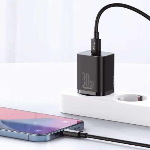 Baseus Ładowarka sieciowa zasilacz Baseus Super Si USB-C Type C PD Power Delivery 30W Czarna Baseus Ładowarka sieciowa zasilacz Baseus Super Si USB-C Type C PD Power Delivery 30W Czarna