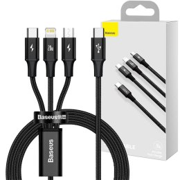 Baseus Kabel 3w1 Baseus Rapid Series USB-C do micro USB Lightning USB-C PD 20W 1.5m Czarny