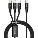 Baseus Kabel 3w1 Baseus Rapid Series USB-C do micro USB Lightning USB-C PD 20W 1.5m Czarny