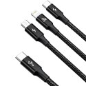 Baseus Kabel 3w1 Baseus Rapid Series USB-C do micro USB Lightning USB-C PD 20W 1.5m Czarny