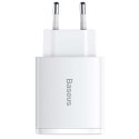 Baseus Ładowarka sieciowa Baseus Compact Quick Charger 2xUSB USB-C PD QC 3.0 3A 30W Biała