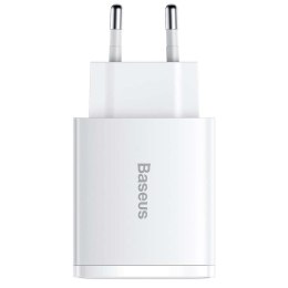 Baseus Ładowarka sieciowa Baseus Compact Quick Charger 2xUSB USB-C PD QC 3.0 3A 30W Biała
