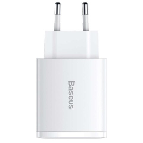 Baseus Ładowarka sieciowa Baseus Compact Quick Charger 2xUSB USB-C PD QC 3.0 3A 30W Biała Baseus Ładowarka sieciowa Baseus Compact Quick Charger 2xUSB USB-C PD QC 3.0 3A 30W Biała
