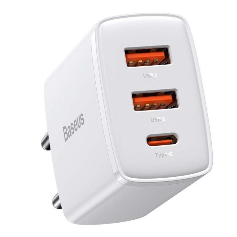 Baseus Ładowarka sieciowa Baseus Compact Quick Charger 2xUSB USB-C PD QC 3.0 3A 30W Biała Baseus Ładowarka sieciowa Baseus Compact Quick Charger 2xUSB USB-C PD QC 3.0 3A 30W Biała