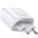 Baseus Ładowarka sieciowa Baseus Compact Quick Charger 2xUSB USB-C PD QC 3.0 3A 30W Biała
