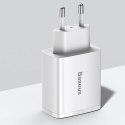 Baseus Ładowarka sieciowa Baseus Compact Quick Charger 2xUSB USB-C PD QC 3.0 3A 30W Biała