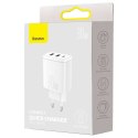 Baseus Ładowarka sieciowa Baseus Compact Quick Charger 2xUSB USB-C PD QC 3.0 3A 30W Biała