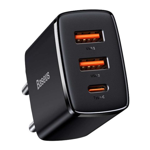 Baseus Ładowarka sieciowa Baseus Compact Quick Charger 2xUSB USB-C PD QC 3.0 3A 30W Czarna Baseus Ładowarka sieciowa Baseus Compact Quick Charger 2xUSB USB-C PD QC 3.0 3A 30W Czarna