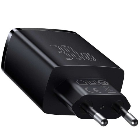 Baseus Ładowarka sieciowa Baseus Compact Quick Charger 2xUSB USB-C PD QC 3.0 3A 30W Czarna Baseus Ładowarka sieciowa Baseus Compact Quick Charger 2xUSB USB-C PD QC 3.0 3A 30W Czarna