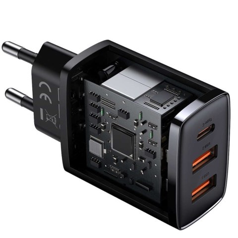 Baseus Ładowarka sieciowa Baseus Compact Quick Charger 2xUSB USB-C PD QC 3.0 3A 30W Czarna Baseus Ładowarka sieciowa Baseus Compact Quick Charger 2xUSB USB-C PD QC 3.0 3A 30W Czarna