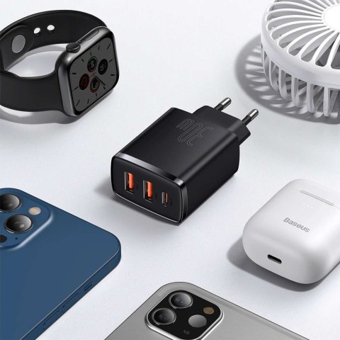 Baseus Ładowarka sieciowa Baseus Compact Quick Charger 2xUSB USB-C PD QC 3.0 3A 30W Czarna Baseus Ładowarka sieciowa Baseus Compact Quick Charger 2xUSB USB-C PD QC 3.0 3A 30W Czarna
