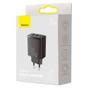Baseus Ładowarka sieciowa Baseus Compact Quick Charger 2xUSB USB-C PD QC 3.0 3A 30W Czarna