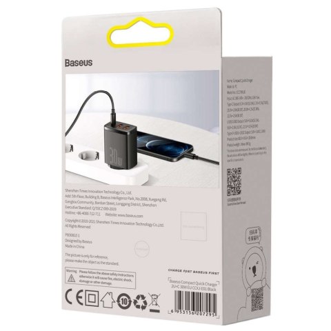 Baseus Ładowarka sieciowa Baseus Compact Quick Charger 2xUSB USB-C PD QC 3.0 3A 30W Czarna Baseus Ładowarka sieciowa Baseus Compact Quick Charger 2xUSB USB-C PD QC 3.0 3A 30W Czarna
