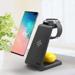 4kom.pl Ładowarka stacja dokująca bezprzewodowa A7 3w1 Wireless Charger Black