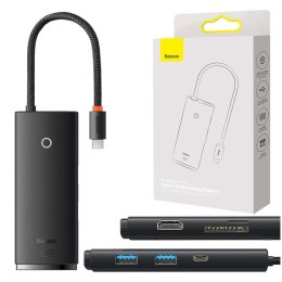 Baseus Adapter HUB przejściówka Baseus Lite Series USB-C 2x USB 3.0 4K SD/TF Black