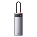 Baseus Hub 6w1 Baseus Metal Gleam Series, USB-C do 3x USB 3.0 + HDMI + USB-C PD + Ethernet RJ45
