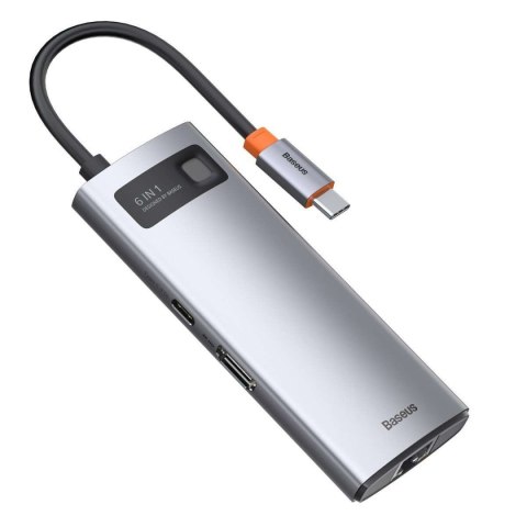 Baseus Hub 6w1 Baseus Metal Gleam Series, USB-C do 3x USB 3.0 + HDMI + USB-C PD + Ethernet RJ45 Baseus Hub 6w1 Baseus Metal Gleam Series, USB-C do 3x USB 3.0 + HDMI + USB-C PD + Ethernet RJ45