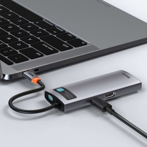 Baseus Hub 6w1 Baseus Metal Gleam Series, USB-C do 3x USB 3.0 + HDMI + USB-C PD + Ethernet RJ45 Baseus Hub 6w1 Baseus Metal Gleam Series, USB-C do 3x USB 3.0 + HDMI + USB-C PD + Ethernet RJ45