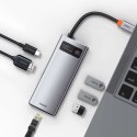 Baseus Hub 6w1 Baseus Metal Gleam Series, USB-C do 3x USB 3.0 + HDMI + USB-C PD + Ethernet RJ45