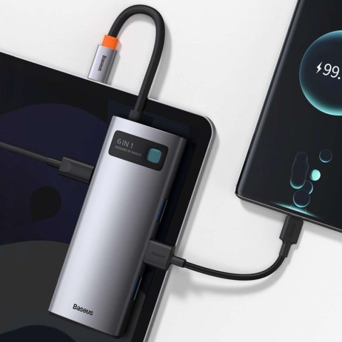 Baseus Hub 6w1 Baseus Metal Gleam Series, USB-C do 3x USB 3.0 + HDMI + USB-C PD + Ethernet RJ45 Baseus Hub 6w1 Baseus Metal Gleam Series, USB-C do 3x USB 3.0 + HDMI + USB-C PD + Ethernet RJ45