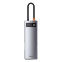 Baseus Hub 8w1 Baseus Metal Gleam Series, USB-C do 3x USB 3.0 + HDMI + USB-C PD + Ethernet RJ45 + microSD/SD