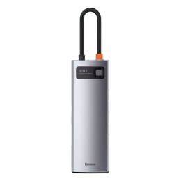 Baseus Hub 8w1 Baseus Metal Gleam Series, USB-C do 3x USB 3.0 + HDMI + USB-C PD + Ethernet RJ45 + microSD/SD