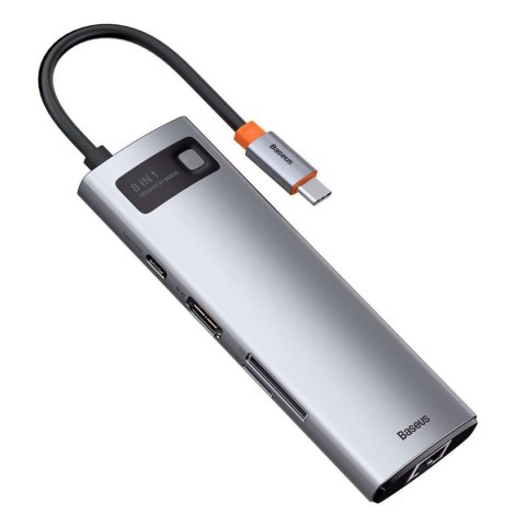 Baseus Hub 8w1 Baseus Metal Gleam Series, USB-C do 3x USB 3.0 + HDMI + USB-C PD + Ethernet RJ45 + microSD/SD Baseus Hub 8w1 Baseus Metal Gleam Series, USB-C do 3x USB 3.0 + HDMI + USB-C PD + Ethernet RJ45 + microSD/SD