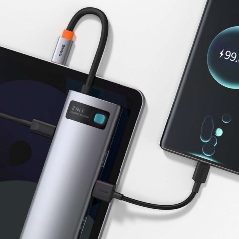 Baseus Hub 8w1 Baseus Metal Gleam Series, USB-C do 3x USB 3.0 + HDMI + USB-C PD + Ethernet RJ45 + microSD/SD Baseus Hub 8w1 Baseus Metal Gleam Series, USB-C do 3x USB 3.0 + HDMI + USB-C PD + Ethernet RJ45 + microSD/SD