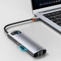 Baseus Hub 8w1 Baseus Metal Gleam Series, USB-C do 3x USB 3.0 + HDMI + USB-C PD + Ethernet RJ45 + microSD/SD