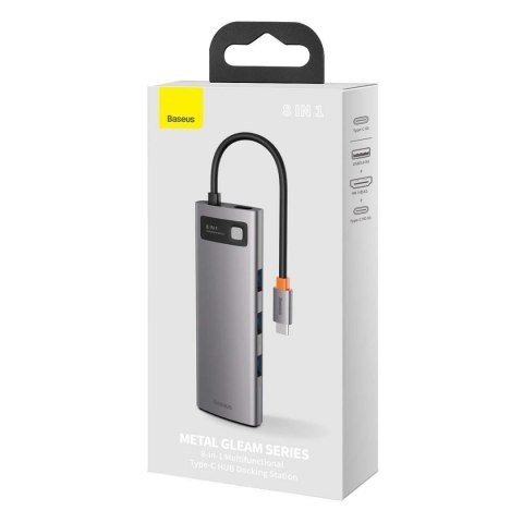 Baseus Hub 8w1 Baseus Metal Gleam Series, USB-C do 3x USB 3.0 + HDMI + USB-C PD + Ethernet RJ45 + microSD/SD Baseus Hub 8w1 Baseus Metal Gleam Series, USB-C do 3x USB 3.0 + HDMI + USB-C PD + Ethernet RJ45 + microSD/SD