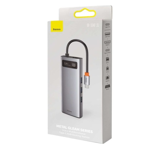 Baseus Hub 9w1 Baseus Metal Gleam Series, USB-C do 3x USB 3.0 + HDMI + USB-C PD + Ethernet RJ45 + microSD/SD + VGA Baseus Hub 9w1 Baseus Metal Gleam Series, USB-C do 3x USB 3.0 + HDMI + USB-C PD + Ethernet RJ45 + microSD/SD + VGA