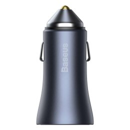 Baseus Ładowarka samochodowa Baseus Golden Contactor Pro, USB + USB-C, QC4.0+, PD, SCP, 40W (szara) + kabel USB do USB-C 1m