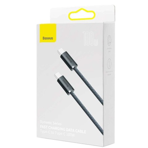 Baseus Mocny Kabel Baseus Dynamic Series USB-C do USB-C PD QC 100W 5A 2m Szary Baseus Mocny Kabel Baseus Dynamic Series USB-C do USB-C PD QC 100W 5A 2m Szary