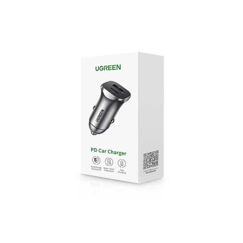 UGreen Ładowarka samochodowa UGREEN CD130, USB-A+PD 3.0, USB-C, QC3.0 30W (szara) UGreen Ładowarka samochodowa UGREEN CD130, USB-A+PD 3.0, USB-C, QC3.0 30W (szara)