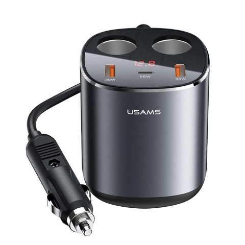 Usams Rozdzielacz rozgałęźnik gniazda zapalniczki USAMS ładowarka samochodowa 2x USB + 1x USB-C 245W Szary Usams Rozdzielacz rozgałęźnik gniazda zapalniczki USAMS ładowarka samochodowa 2x USB + 1x USB-C 245W Szary