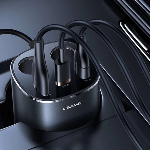 Usams Rozdzielacz rozgałęźnik gniazda zapalniczki USAMS ładowarka samochodowa 2x USB + 1x USB-C 245W Szary Usams Rozdzielacz rozgałęźnik gniazda zapalniczki USAMS ładowarka samochodowa 2x USB + 1x USB-C 245W Szary