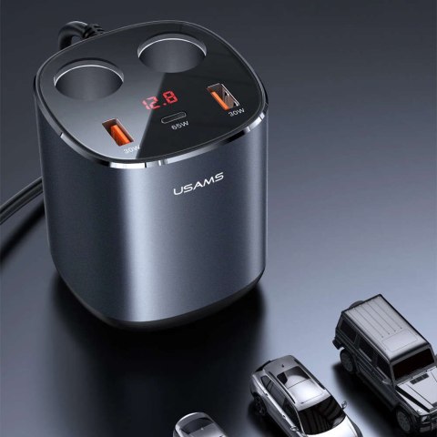 Usams Rozdzielacz rozgałęźnik gniazda zapalniczki USAMS ładowarka samochodowa 2x USB + 1x USB-C 245W Szary Usams Rozdzielacz rozgałęźnik gniazda zapalniczki USAMS ładowarka samochodowa 2x USB + 1x USB-C 245W Szary