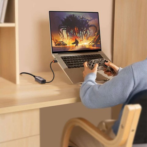 Baseus Adapter karta sieciowa LAN Baseus Erhernet przejściówka USB-C do RJ45 1000Mbps Baseus Adapter karta sieciowa LAN Baseus Erhernet przejściówka USB-C do RJ45 1000Mbps